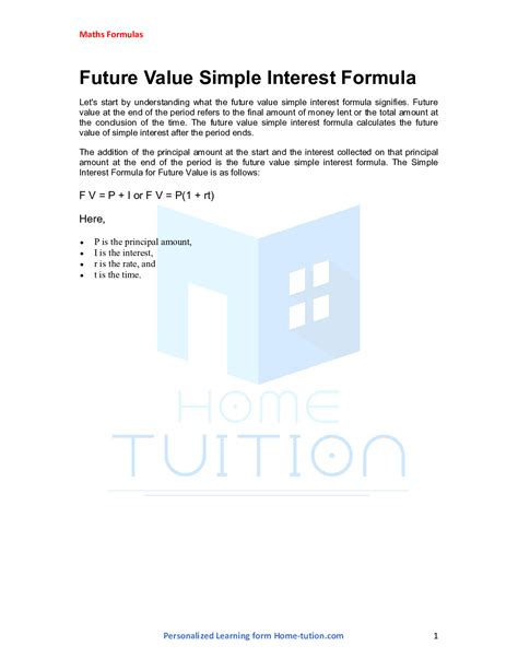 Calculate The Future Value Simple Interest Formula Explanation With