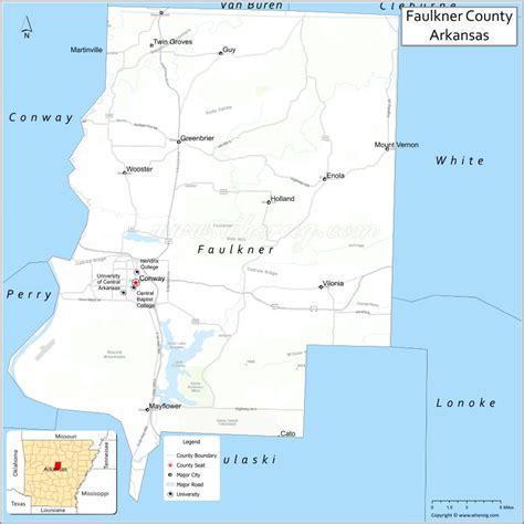 Map Of Faulkner County Arkansas Where Is Located Cities Population