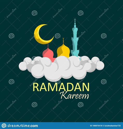 Ramadan Kareem Background With Mosque And Clouds Stock Vector