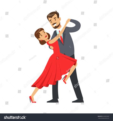 Professional Dancer Couple Dancing Tango Colorful Stock