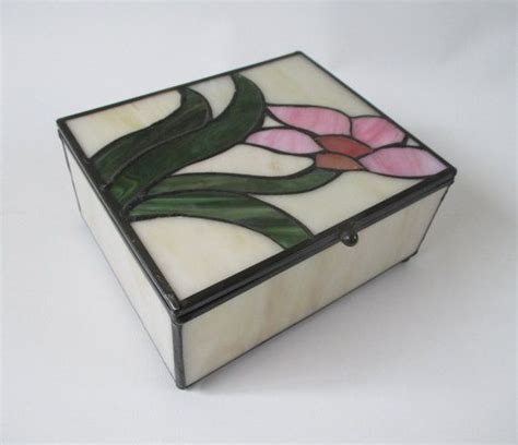 Leaded Stained Glass Trinket Box Vintage Jewelry Storage Etsy Glass Trinket Box Jewellery