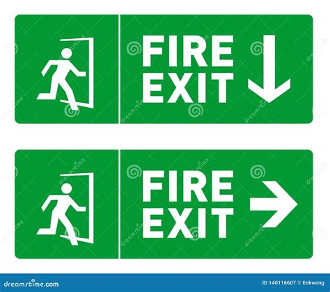 Emergency Fire Exit Sign Designs Safety Signs And Symbols Stock
