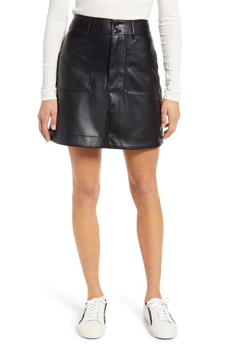 Womens Madewell Faux Leather A Line Mini Skirt Size 0 Black