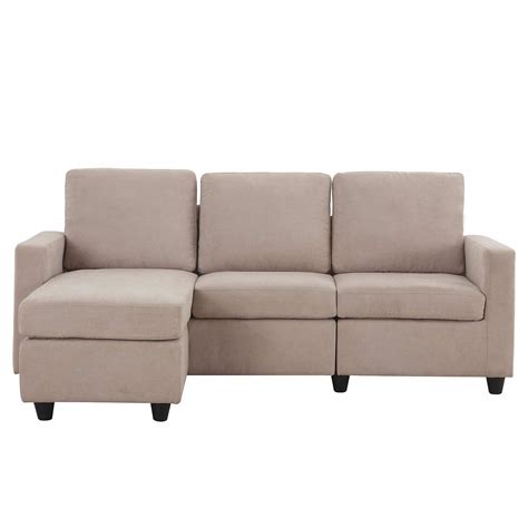 Honbay Convertible Sectional Sofa Couch Modern Linen Fabric L Shape