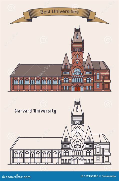 Harvard University Building For Education Stock Vector Illustration