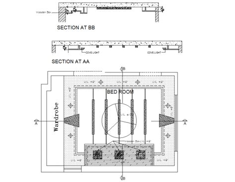 Bedroom Ceiling Plan And Section Autocad File Cadbull