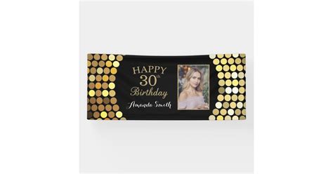Happy 30th Birthday Banner Gold Glitter Photo Banner Zazzle