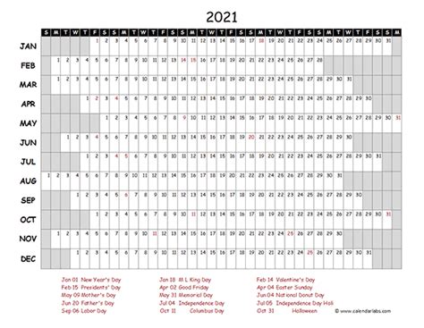 2021 Excel Calendar Project Timeline Free Printable Templates