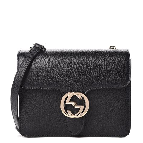 Gucci Dollar Calfskin Small Interlocking G Shoulder Bag Black 420667