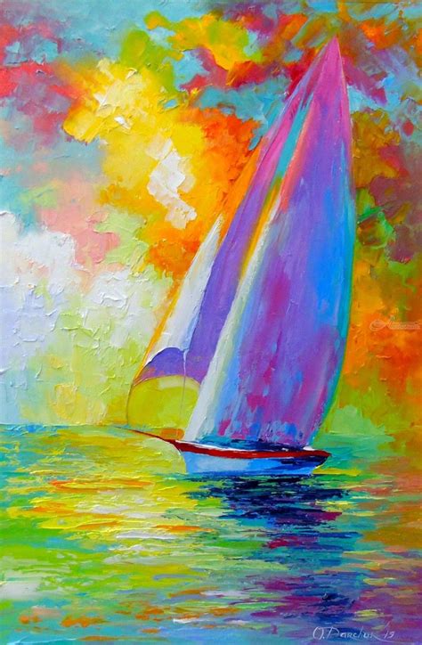 Sailboat In The Sea Paintings By Olha Darchuk