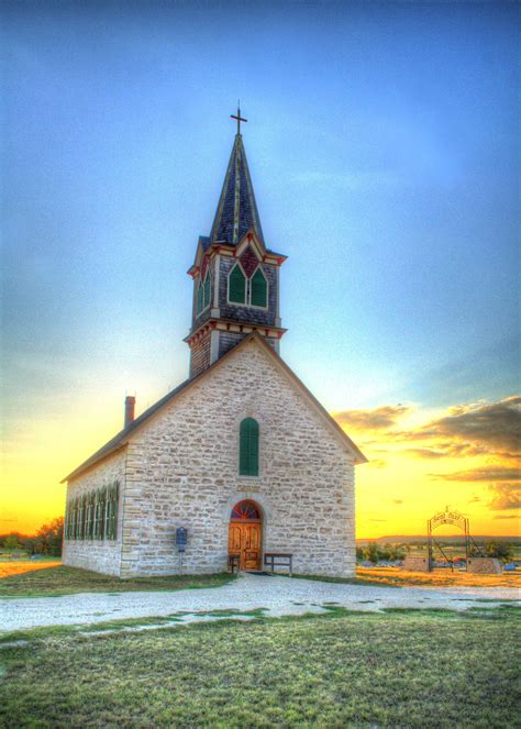 The Old Rock Church. Cranfills Gap, Texas HDR | Church architecture, Church steeple, Church
