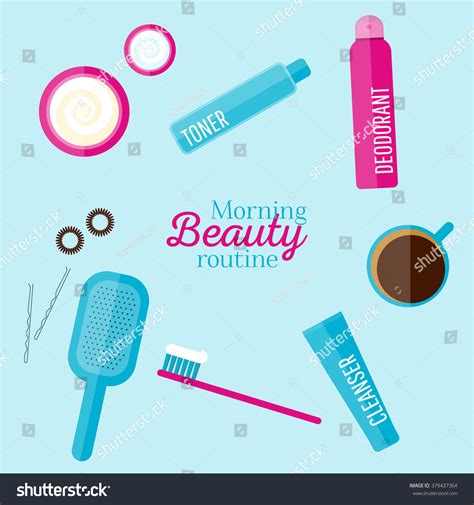 Vector Morning Beauty Routine Illustration Set Stock Vector Royalty