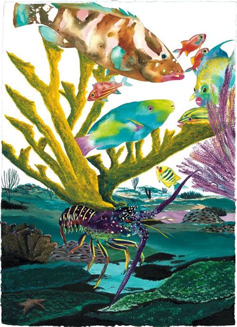 The most common coral reef paintings material is stretched canvas. CORAL REEF LIFE (LEFT PANEL) (With images) | Animal drawings, Wyland, Art