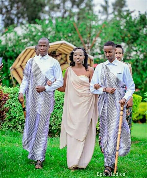 Clipkulture Rwandan Bride With Brothers Dressed In Mushanana Traditional Attire