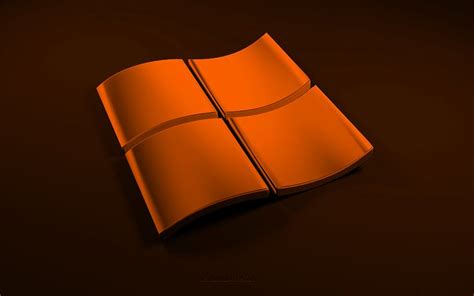 Download Wallpapers Orange 3d Windows Logo Black Background 3d Waves