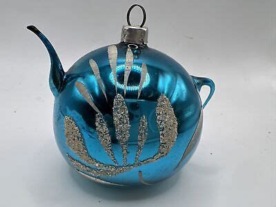 Vintage Antique Mercury Glass Blue Teapot Christmas Ornament Ebay