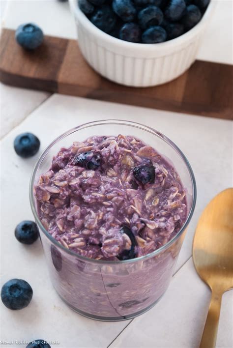Healthy Blueberry Overnight Oats Peanut Butter Chocolate
