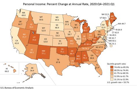 Personal Income By State 1st Quarter 2021 Us Bureau Of Economic