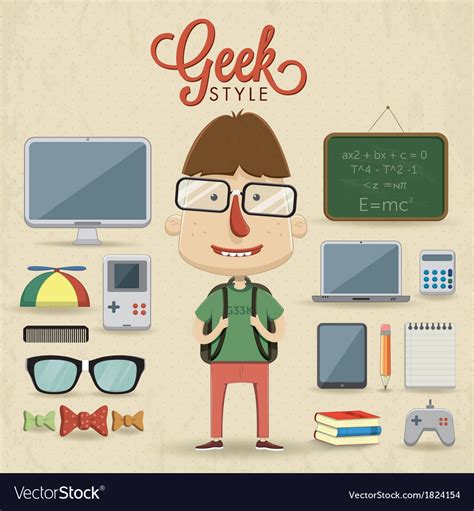 Geek Character Design Royalty Free Vector Image