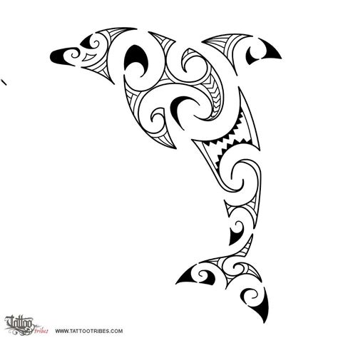 Maori Black Tribal Dolphin Tattoo Design