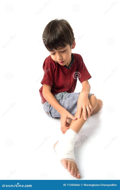 Little Boy Has An Accident With His Leg Need Bandage For First Aid