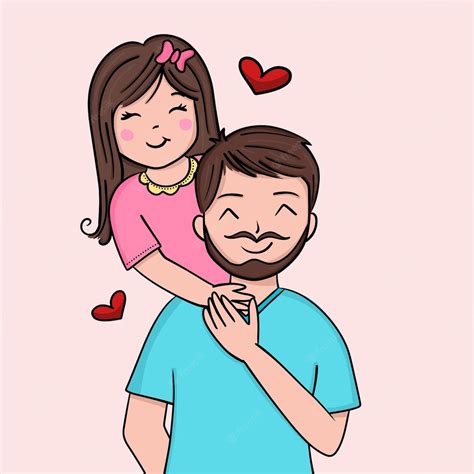 Dibujo De Padre E Hija Vector Premium