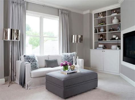 White And Gray Living Room Features A Wall Painted Gray