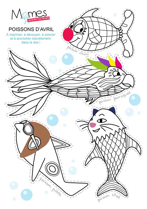 Alors cette année j'ai eu envie de lui créer nos poissons rigolos pour le 1er avril. De drôles de poissons d'avril à colorier ! | Poisson d ...