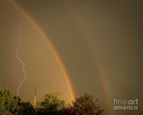 Double Rainbow With Lightning Strike Photograph By Rebecca Bajt Fine