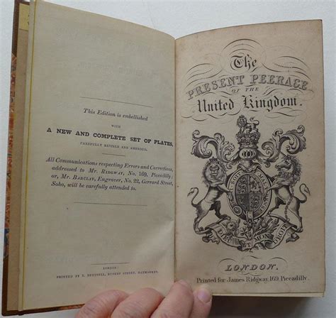 Ridgways Peerage Of The United Kingdom For The Year 1849 With The