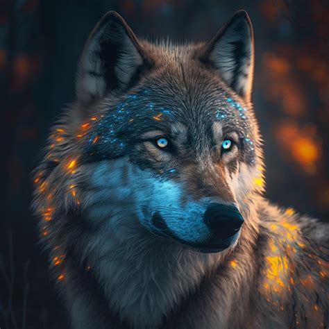 Premium Ai Image A Wolf With Blue Eyes And A Blue Eyes Is In The