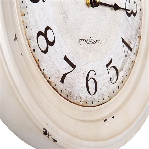 Yosemite Home Decor 16 In Circular Iron Wall Clock In Distressed White