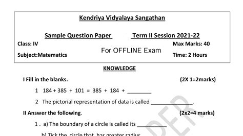 Class Maths Annual Exam Offline Sample Question Paper For