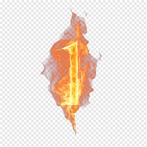 Fire Fire Flame Numerical Digit Number 1 Burning Orange Digital
