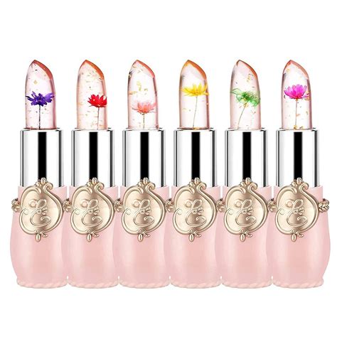 A Pack Of Clear Jelly Lipsticks With Real Flowers Inside That Leave A