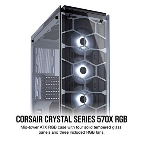Corsair Crystal 570x Rgb Mid Tower Case 3 Rgb Fans Tempered Glass