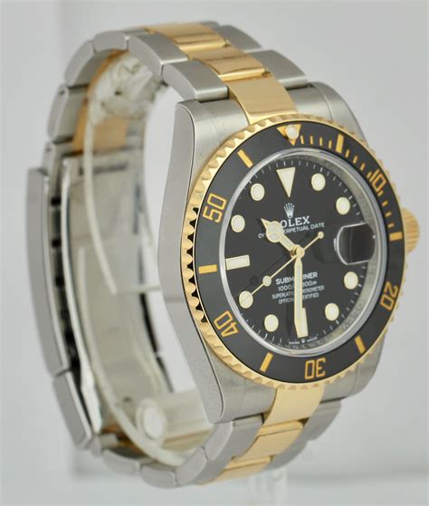 2021 Rolex Submariner Date 41mm Ceramic Two Tone Gold Black Watch 1266