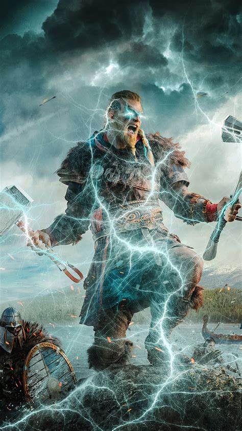Eivor Assassins Creed Valhalla Video Game Axe Hammer Lightning Hd