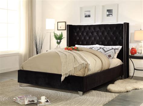 buy meridian aiden king platform bed  black velvet