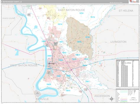 E Baton Rouge County La Zip Code Wall Map Premium Style By Marketmaps