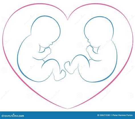 Twins Babies Heart Stock Vector Image 50621538