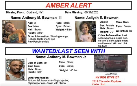 Cortland Sheriff Issues Amber Alert For Two Children Abducted Sunday