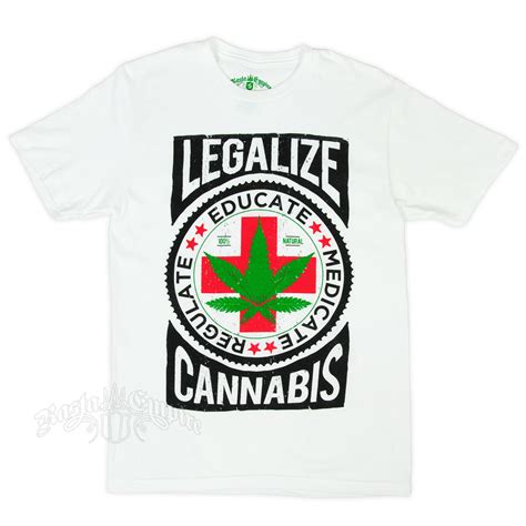 Seven Leaf Legalize Cannabis White Heather T Shirt Mens