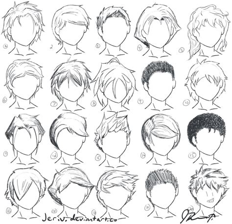 Anime Hairstyles By Jeriv On Deviantart Anime Boy Hair Drawing Anime