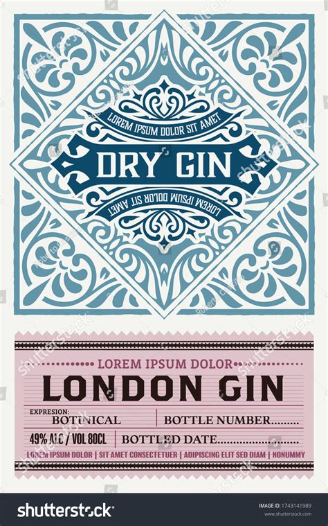 Vintage Gin Label Vector Layered Stock Vector Royalty Free 1743141989