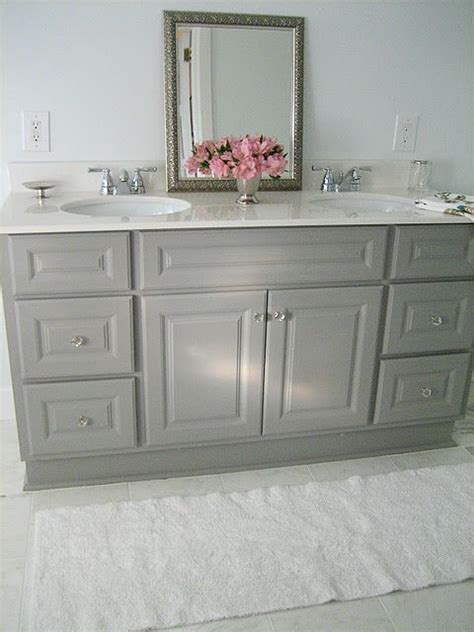 The eviva aberdeen bathroom vanity with its unique and simple lines gives it an elegant yet transitional look. DIY Custom Painted Grey Builder/Standard Bathroom Vanity ...