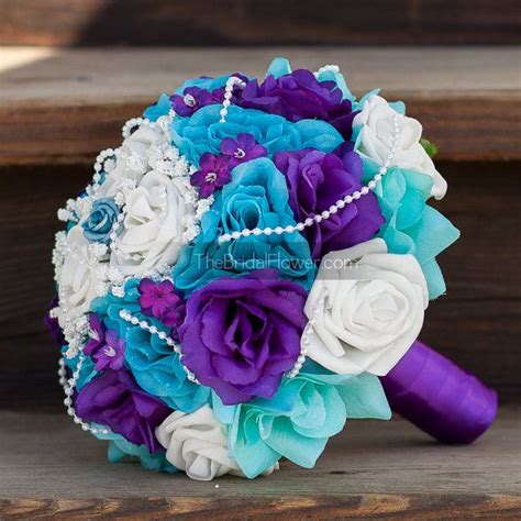 Purple And Turquoise Wedding Bouquet Purple And Teal Bridal Bouquet