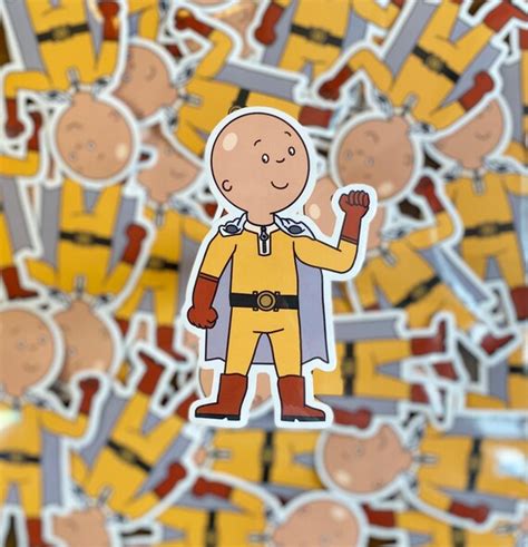 Caillou Saitama Mashup Sticker Etsy