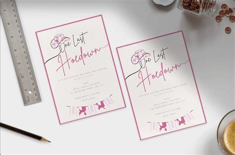 One Last Hoedown Bachelorette Invitation Country Themed Girls Night