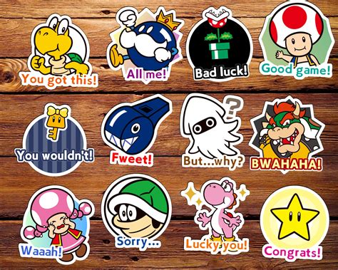 Mario Party Superstars Reaction Stickers Set Of 12 Vinyl Stickers